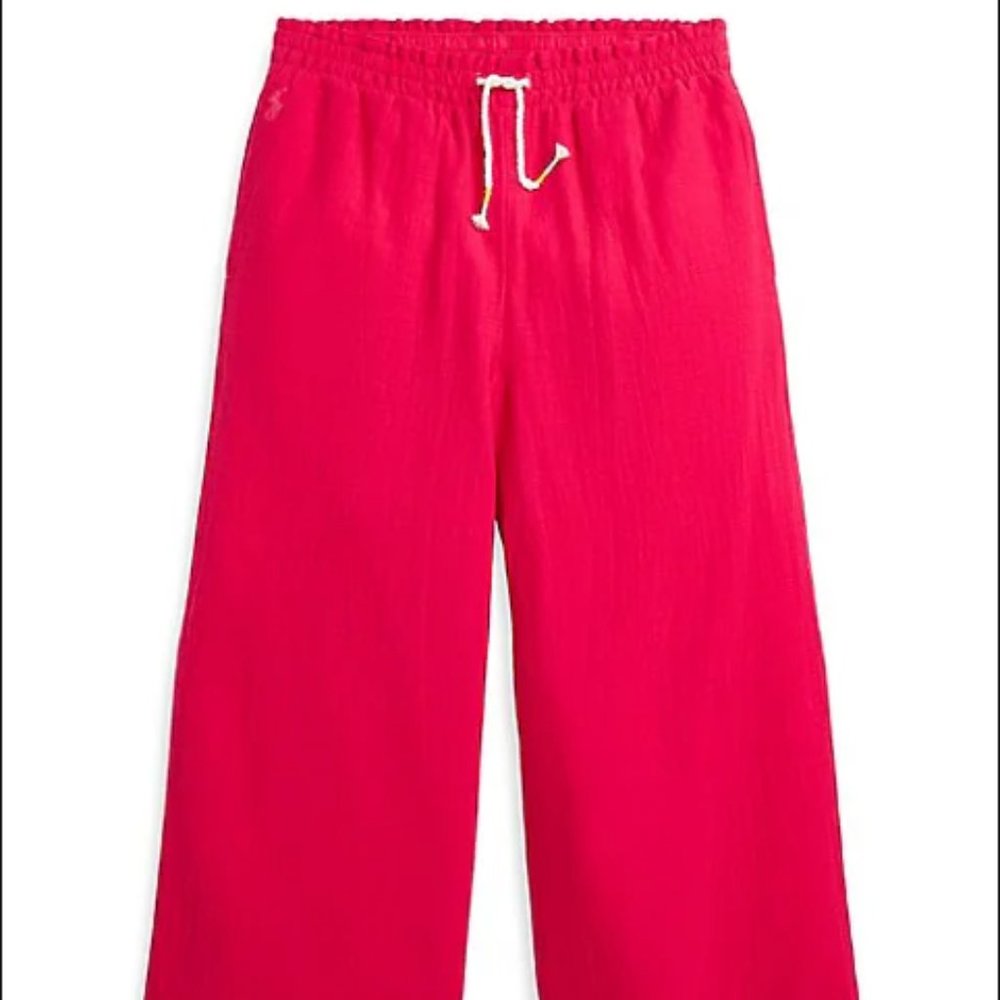 NWT Polo Ralph Lauren Girl's Crochet-Hem Gauze Pull-On Pants